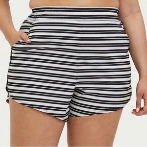 Torrid Black and White Striped Cover Up Shorts/ Board Shorts 4X